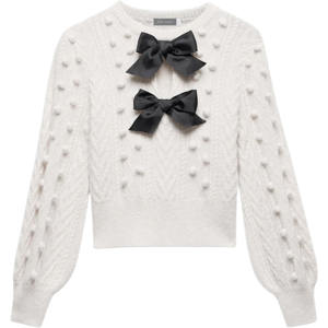 Mint Velvet Cream Cable Knit Bow Jumper